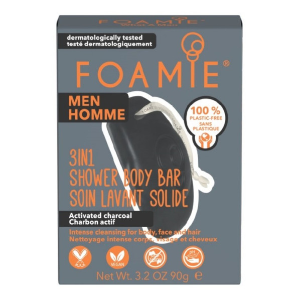 Foamie 3 in 1 Shower Body Bar For Men Tume, aktiivsöega