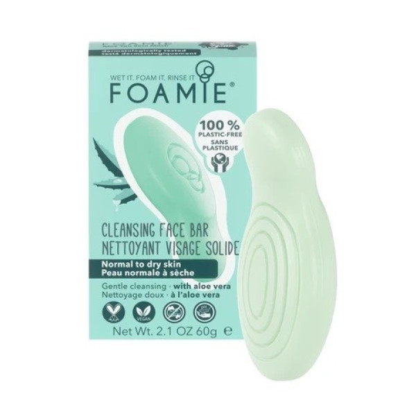 Tahke näopesuvahend Foamie Face Bar Aloe You Vera Much, normaalsele ja kuivale nahale