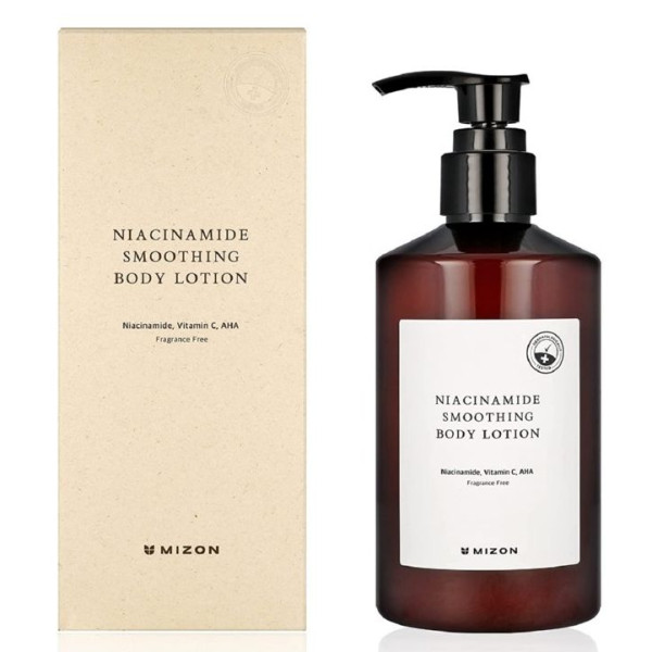 Kehakreem Mizon Niacinamide Smoothing Body Lotion, niatsiinamiidi, C-vitamiini ja AHA rühma hapetega, 300 ml