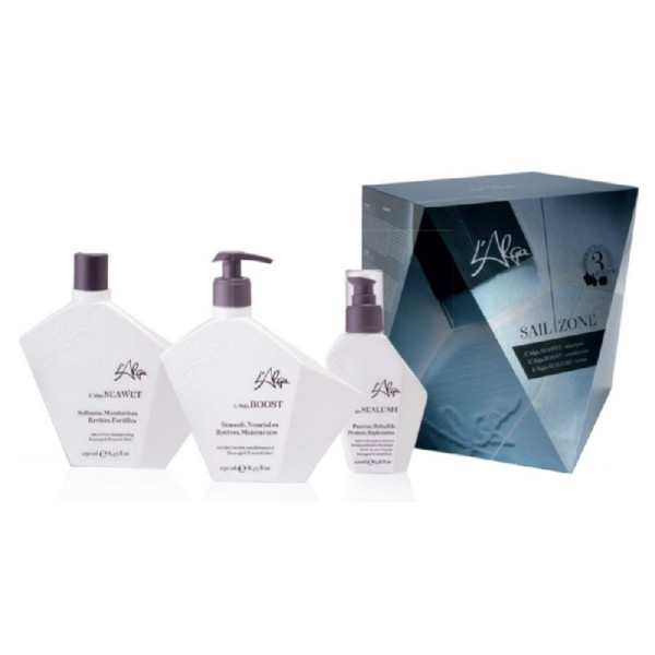 L'Alga Sailzone Kit juuksehoolduskomplekt: šampoon, 250 ml, palsam, 250 ml, juukseseerum, 100 ml