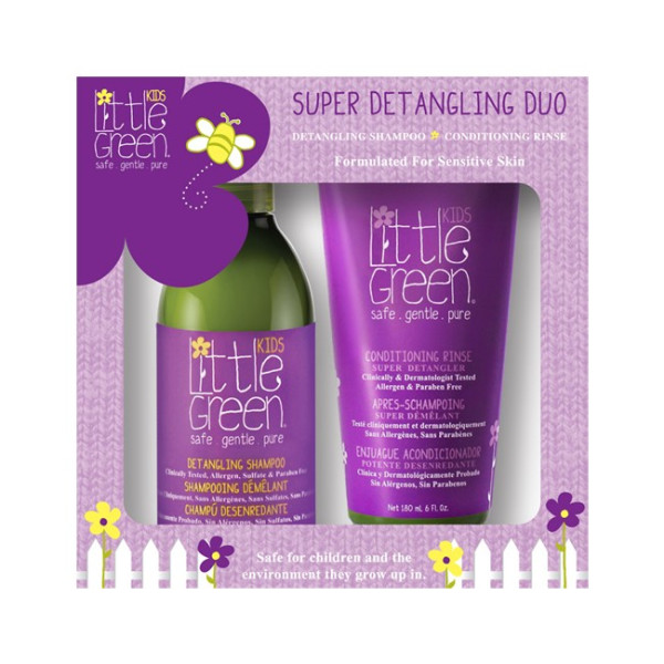 Little Green Kids Super Detangling Duo komplekt laste juuksehoolduseks: juuksešampoon, 240 ml ja juuksepalsam, 180 ml