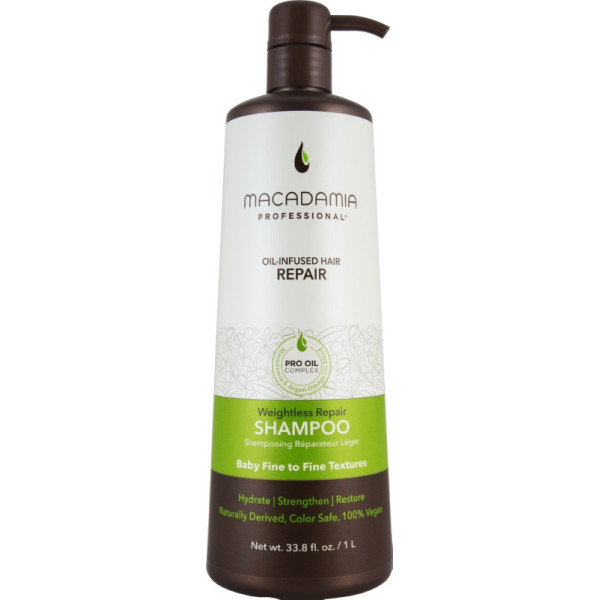 Macadamia Weightless Repair Shampoo, kaalutu niisutav šampoon, 1000 ml