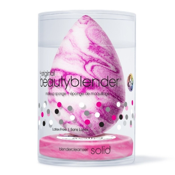 Meigikäsn BeautyBlender Swirl About Town koos meigikäsna minipuhastusvahendiga