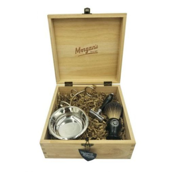 Morgan's Pomade raseerimishoolduskomplekt Morgan's Luxury Shave Gift Set puidust karbis