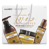 Juuksehoolduskomplekt Saryna KEY Trio Goes Deeper Repair Set kahjustatud juustele: mask, 500 ml, šampoon, 500 ml, juukseõli, 105 ml