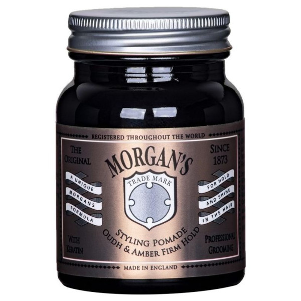 Pomaad juuste kujundamiseks Morgan's Pomade Oudh & Amber Firm Hold Styling Pomade, tugeva hoidmisega, keratiiniga 100 g