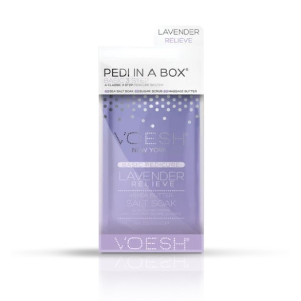 Jalahooldus Voesh Basic Pedi In A Box 3 in 1 Lavendel Relieve, sheavõi, lavendli ekstraktidega, toidab jalgade nahka