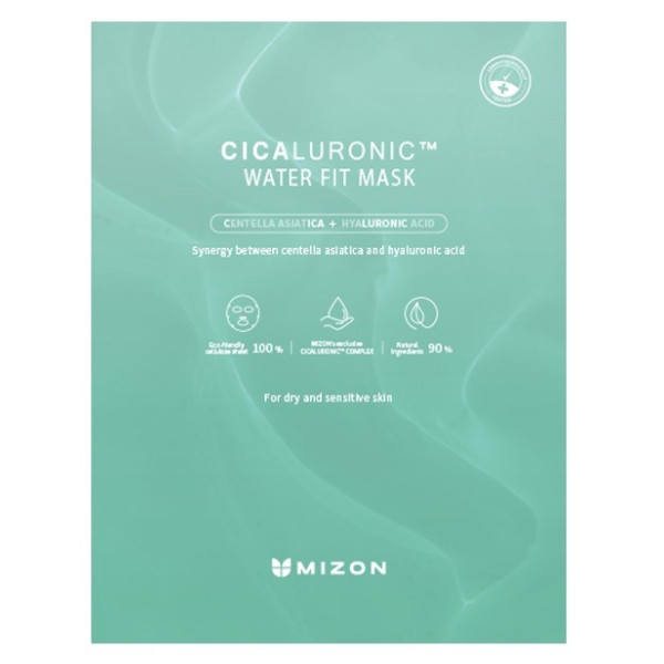 Ühekordne näomask Mizon Cicaluronic Water Fit Mask, Aasia tsentella ja hüaluroonhappega, intensiivselt niisutav, 24 g