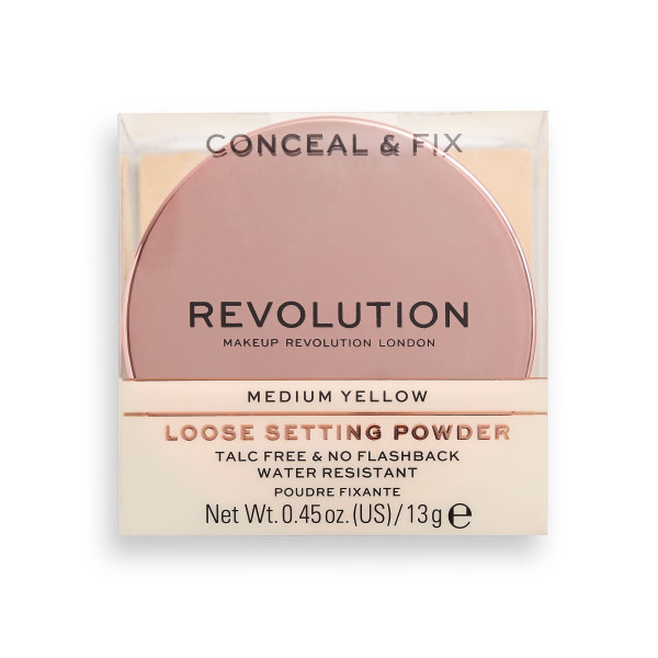Makeup Revolution Conceal & Fix Vegan Loose Setting Powder Medium Yellow, 13 g