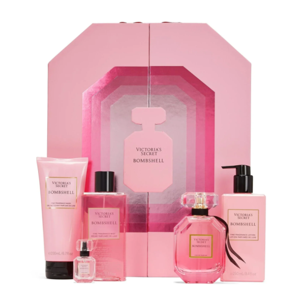 Victoria's Secret Bombshell veekomplekt naistele (EDP, 100 ml + EDP, 7,5 ml + dušigeel, 200 ml + kehasprei, 250 ml + kehakreem, 250 ml)