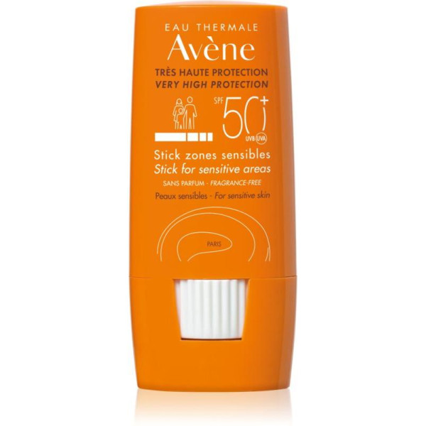 Avene Stick Zones Sensibles SPF 50+ pealekeeratav päikesekaitse näole ja kehale tundlikule nahale, 8 g