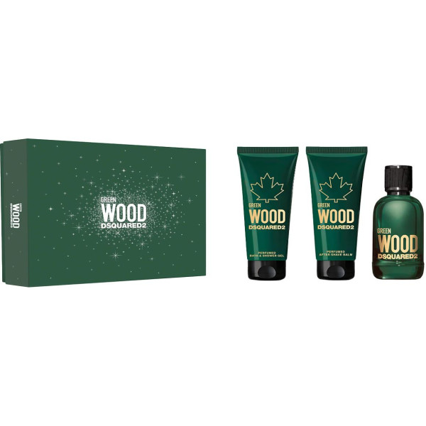 Dsquared2 Green Wood komplekt meestele (EDT, 100 ml + dušigeel, 100 ml + habemeajamisjärgne palsam, 100 ml)