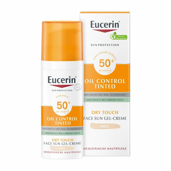 Eucerin Sun Oil Control toonitud Dry Touch päikesegeel-kreem SPF 50+ päikesekaitsekreem, Light, 50 ml