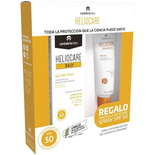 Heliocare 360º kehahoolduskomplekt (kaitsegeel SPF 50, 50 ml + kaitsesprei SPF 50, 75 ml)