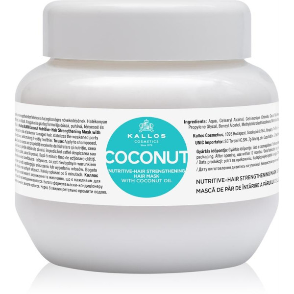 Kallos Cosmetics KJMN Coconut Nutritive-Hair Strengthening Mask kookosõliga juuksemask, 275 ml