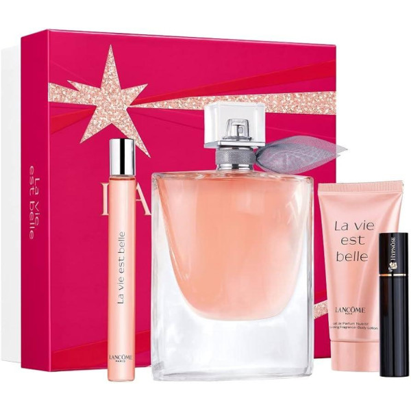 Lancôme La Vie Est Belle komplekt naistele (EDP, 100 ml + EDP, 10 ml + kehakreem, 50 ml + ripsmetušš Hypnose 01 Noir Hypnotic, 2 ml)