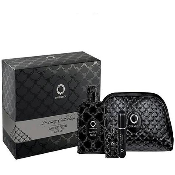 Orientica Luxury Collection Amber Noir komplekt unisex (EDP, 80 ml + EDP, 7,5 ml + täitepudel + kosmeetika)