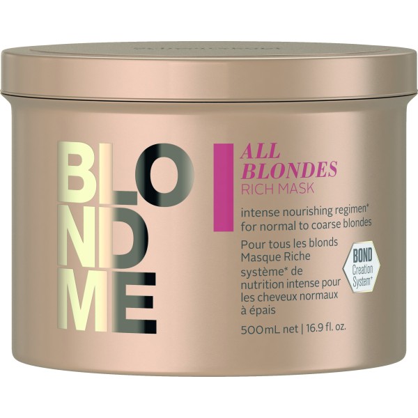 Schwarzkopf Professional Blond Me All Blondes Rich Mask toitev mask juuste heledaks muutmiseks, 500 ml