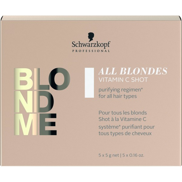 Schwarzkopf Professional Blond Me All Blondes Vitamiin C Shot puhastusvahend pleegitatud juustele, 5 x 5g