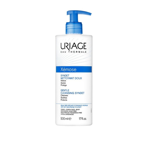 Uriage Xémose Syndet Gentle Cleansing geel näo- ja kehapesuvahend kuivale nahale, 500 ml