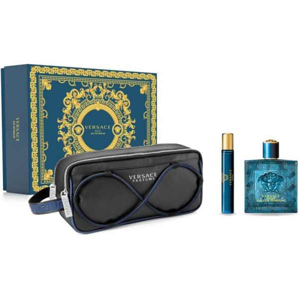 Versace Eros kinkekomplekt meestele (EDP, 100 ml + EDP, 10 ml + kosmeetikakott)