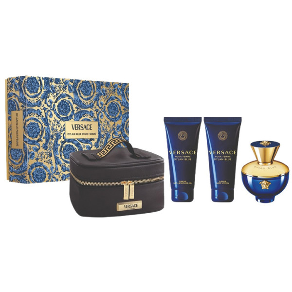 Versace Pour Femme Dylan Blue komplekt naistele (EDP, 100 ml + kehakreem, 100 ml + dušigeel, 100 ml + kosmeetikakott)