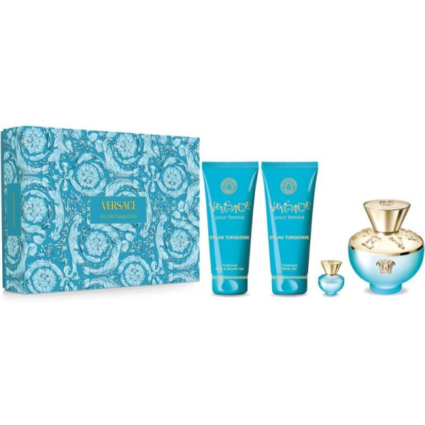 Versace Pour Femme Dylan Turquoise komplekt naistele (EDT, 100 ml + EDT, 5 ml + dušigeel, 100 ml + kehageel, 100 ml)