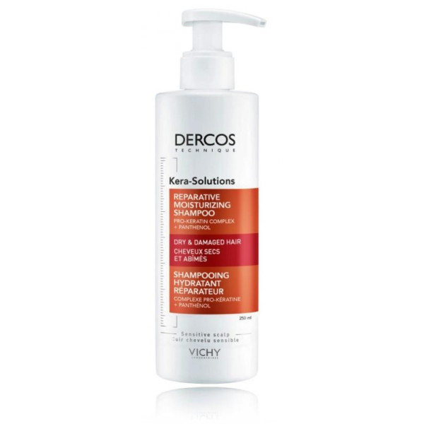 Vichy Dercos Shampoo Kera Solutions niisutav šampoon kahjustatud juustele, 250 ml