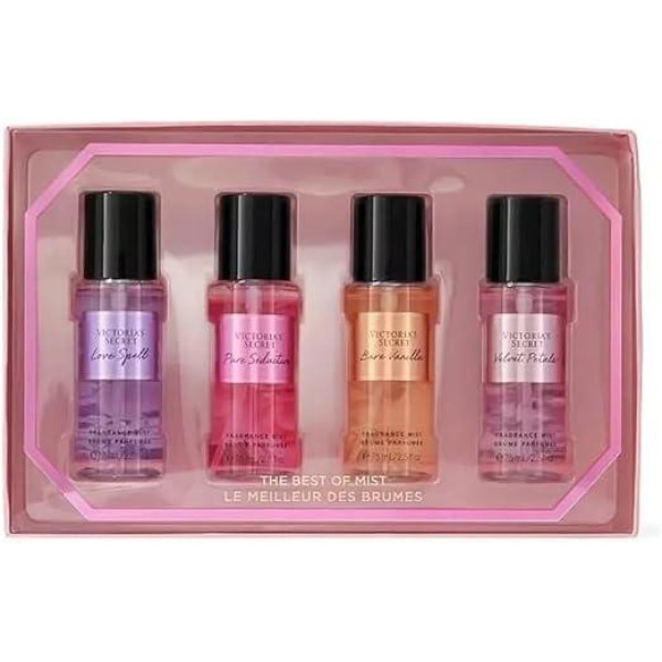 Victoria's Secret The Best Of Mist kehaudu komplekt (Love Spell, 75 ml + Pure Seduction, 75 ml + Bare Vanilla, 75 ml + Velvet Kroonlehed, 75 ml)