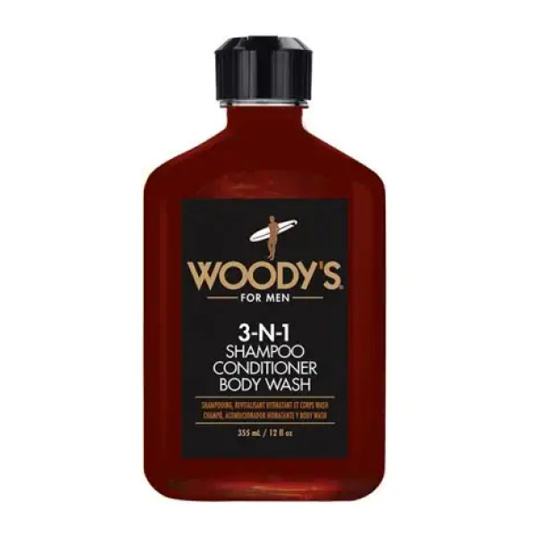 Woody's 3-n-1 šampoon, palsam, kehapesu 3 ühes 355 ml