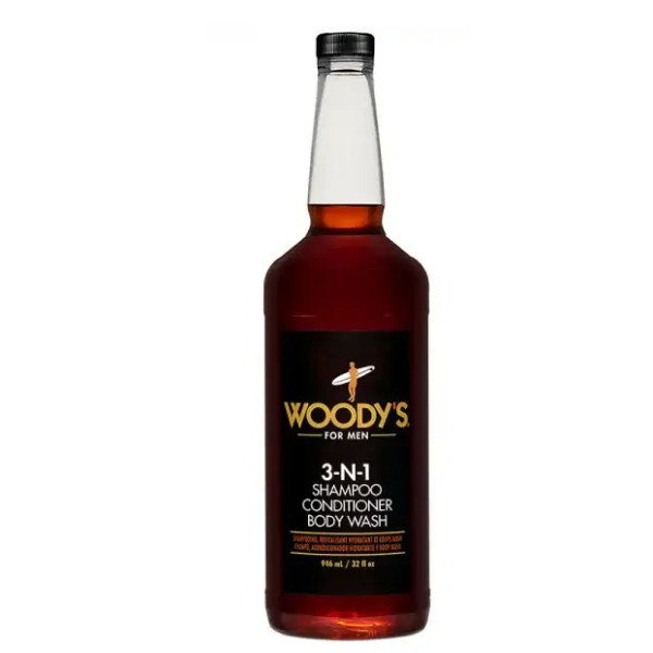 Woody's 3-n-1 šampoon, palsam, kehapesu 3-in-1, 946 ml